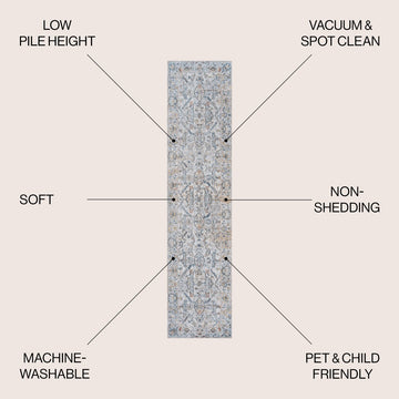 Brandy Rustic Border Low-Pile Machine-Washable Area Rug